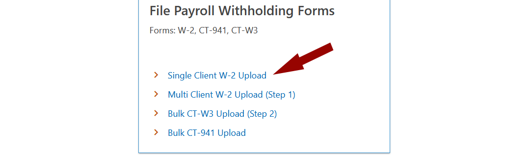 Single Client W-2 Upload