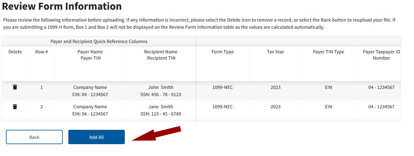 Upload CSV